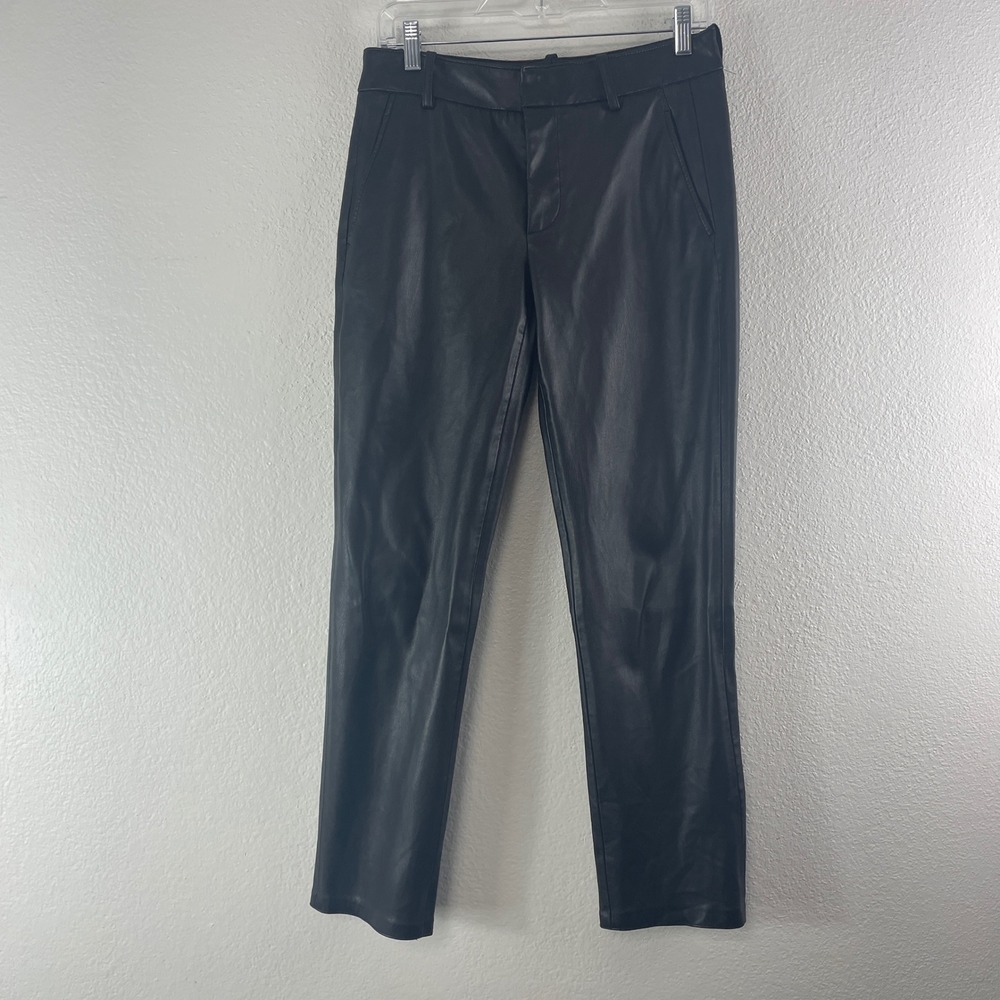 ZARA Faux Leather Straight Leg Pants Size 4 Black Edgy Biker Streetwear Chic